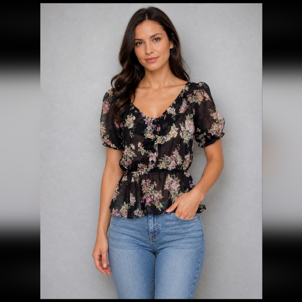 YDE Sheer Floral Blouse Medium
